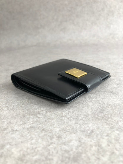 CELINE Logo Folded Wallet Black Vintage 8rd2s8