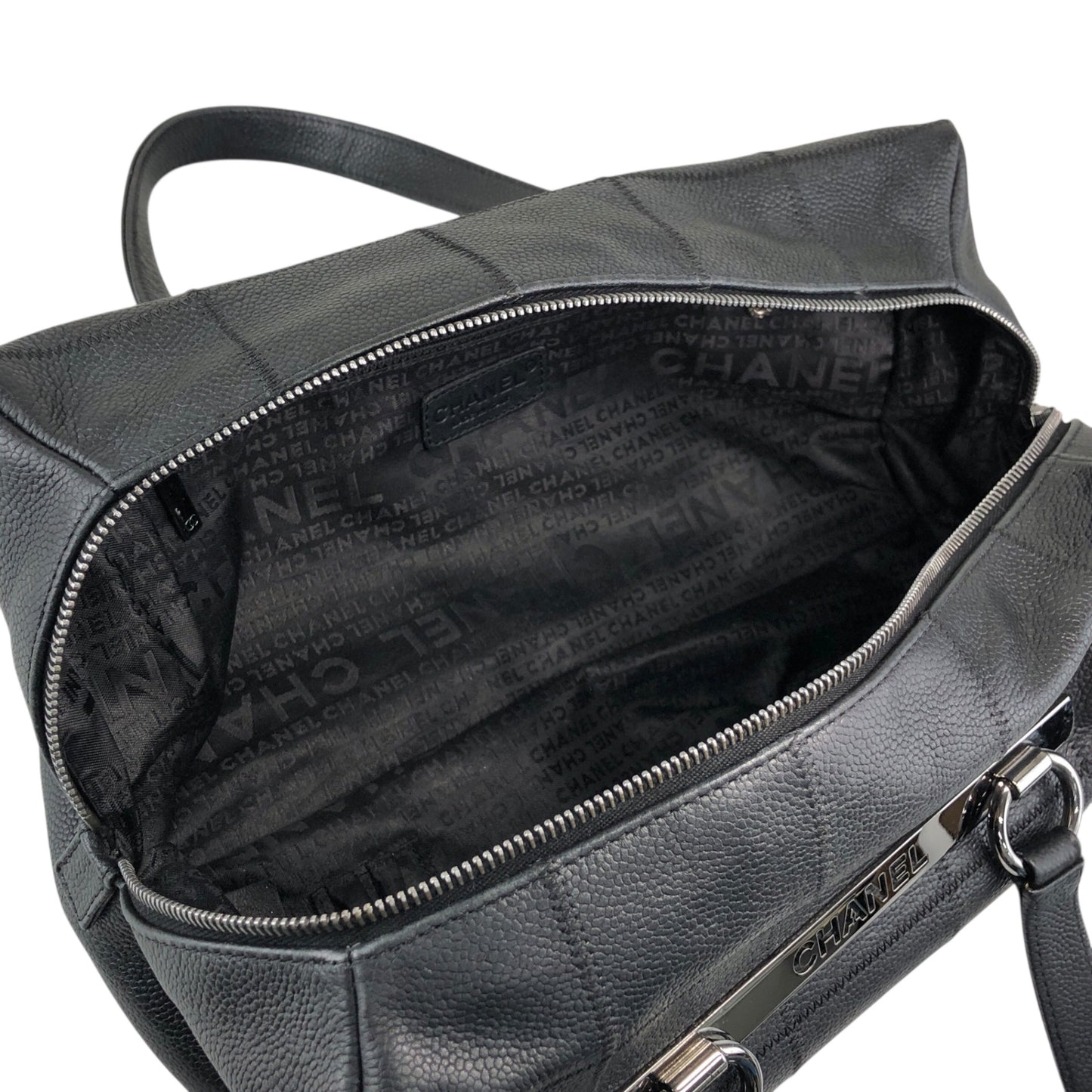 CHANEL Chocolate Bar Handbag Boston bag Black Vintage iez78z