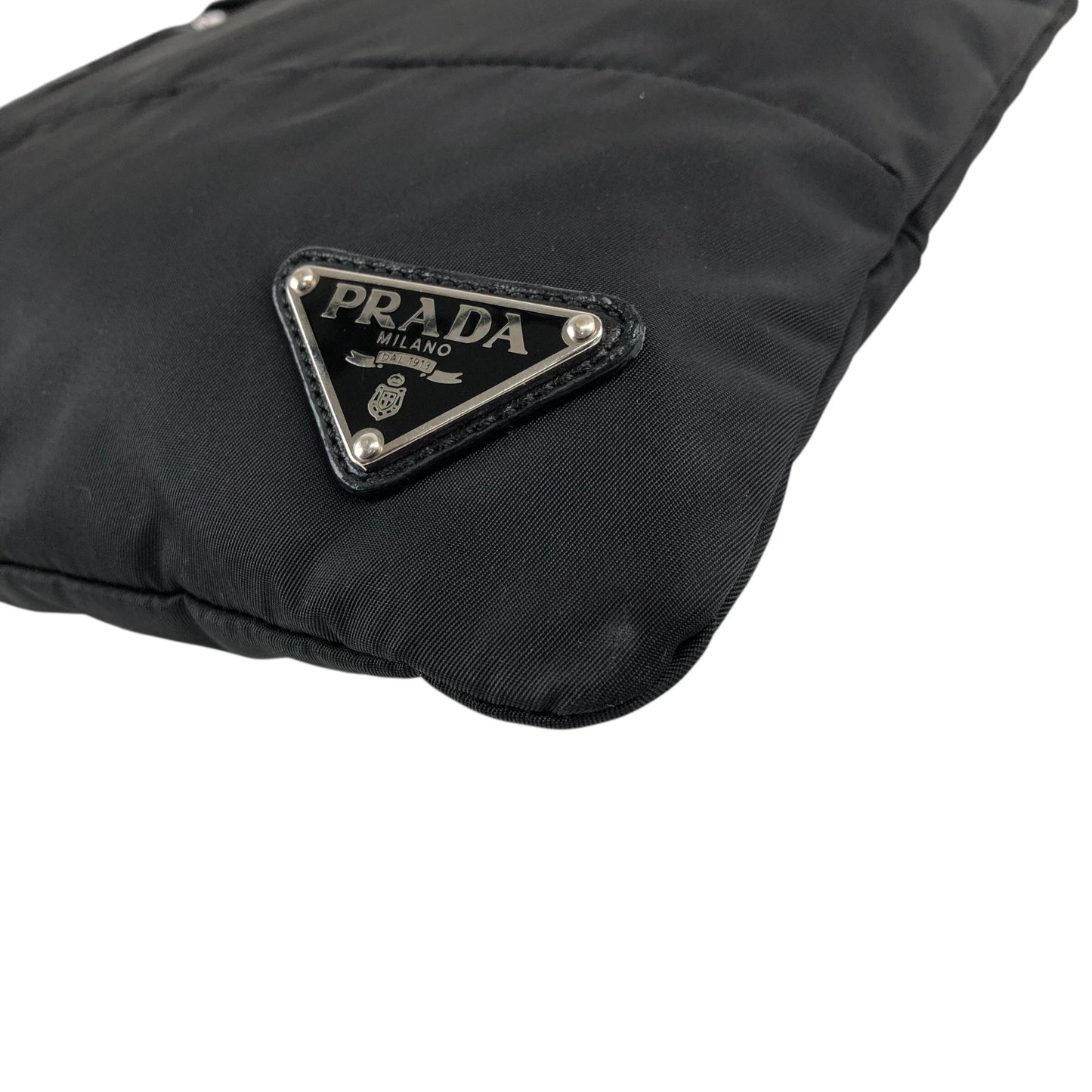 PRADA Tessuto Triangle Logo Shoulder bag Black Vintage f7iw67