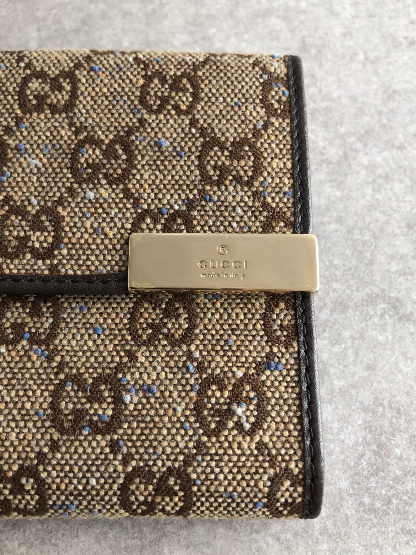 GUCCI GG Canvas Folded Wallet Beige Vintage phhryh