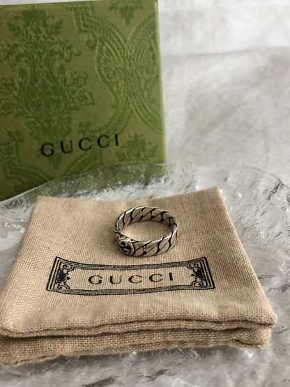 GUCCI Interlocking SILVER925 Ring Silver Vintage zvhetm