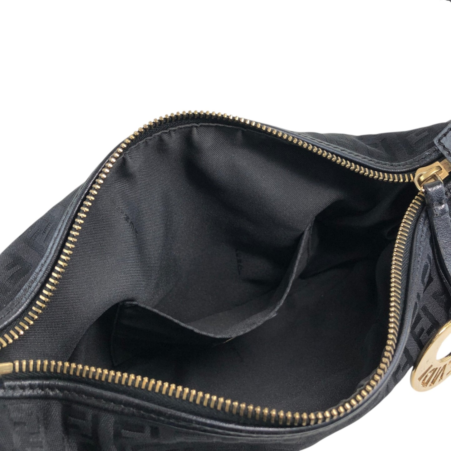 FENDI Zucca Logo Charm Shoulder bag Black Vintage j5ktnr