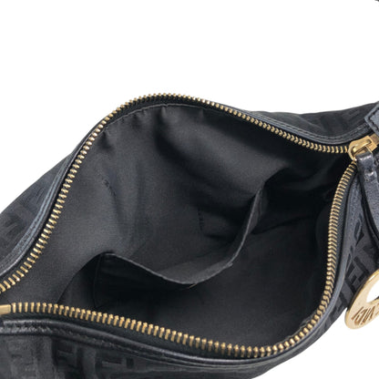 FENDI Zucca Logo Charm Shoulder bag Black Vintage j5ktnr