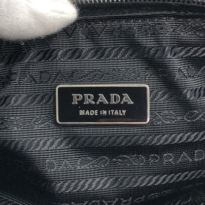 PRADA Triangle Logo Front Pocket Shoulder bag Black Vintage cydhig