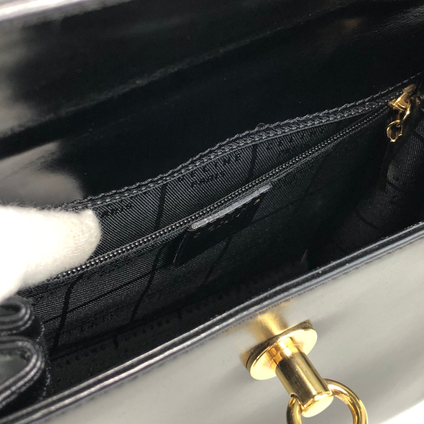 CELINE Gancini Chain Two-way Handbag Shoulder bag Black Vintage ydzyn7
