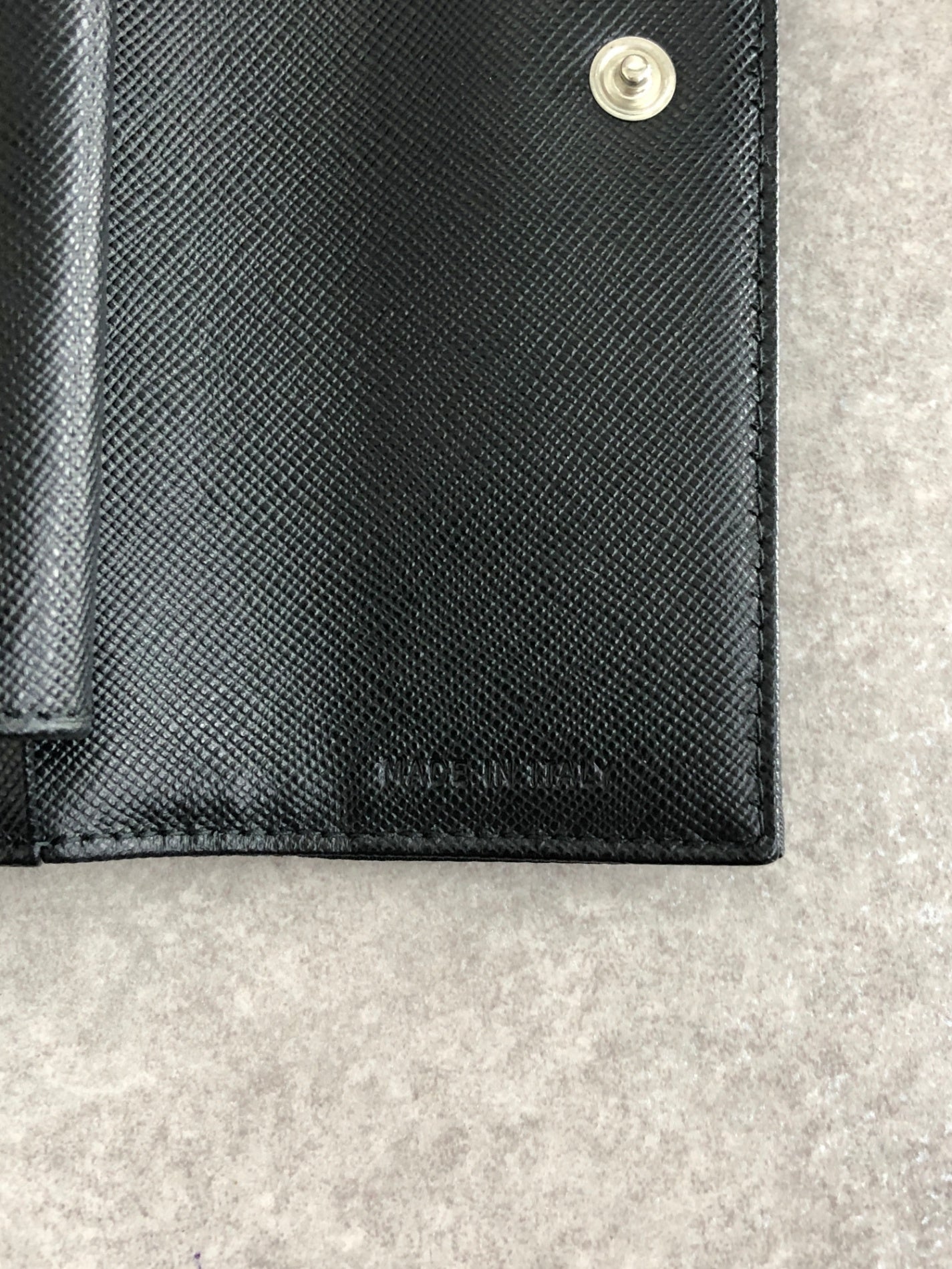 PRADA Tessuto Triangle Logo Trifold Wallet Black Vintage yyjymp