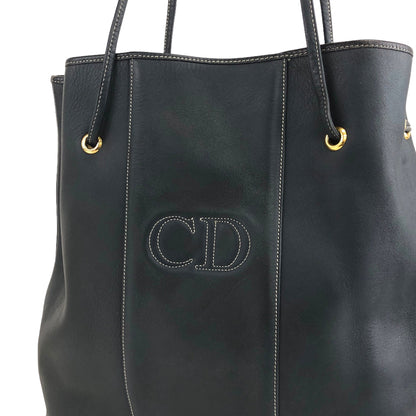 Christian Dior CD Logo Drawstring Shoulder bag Black Vintage f8rv2x