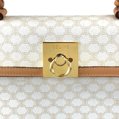 CELINE Macadam Gancini Two-way Top Handle Handbag Shoulder bag White Vintage 5gy5ms