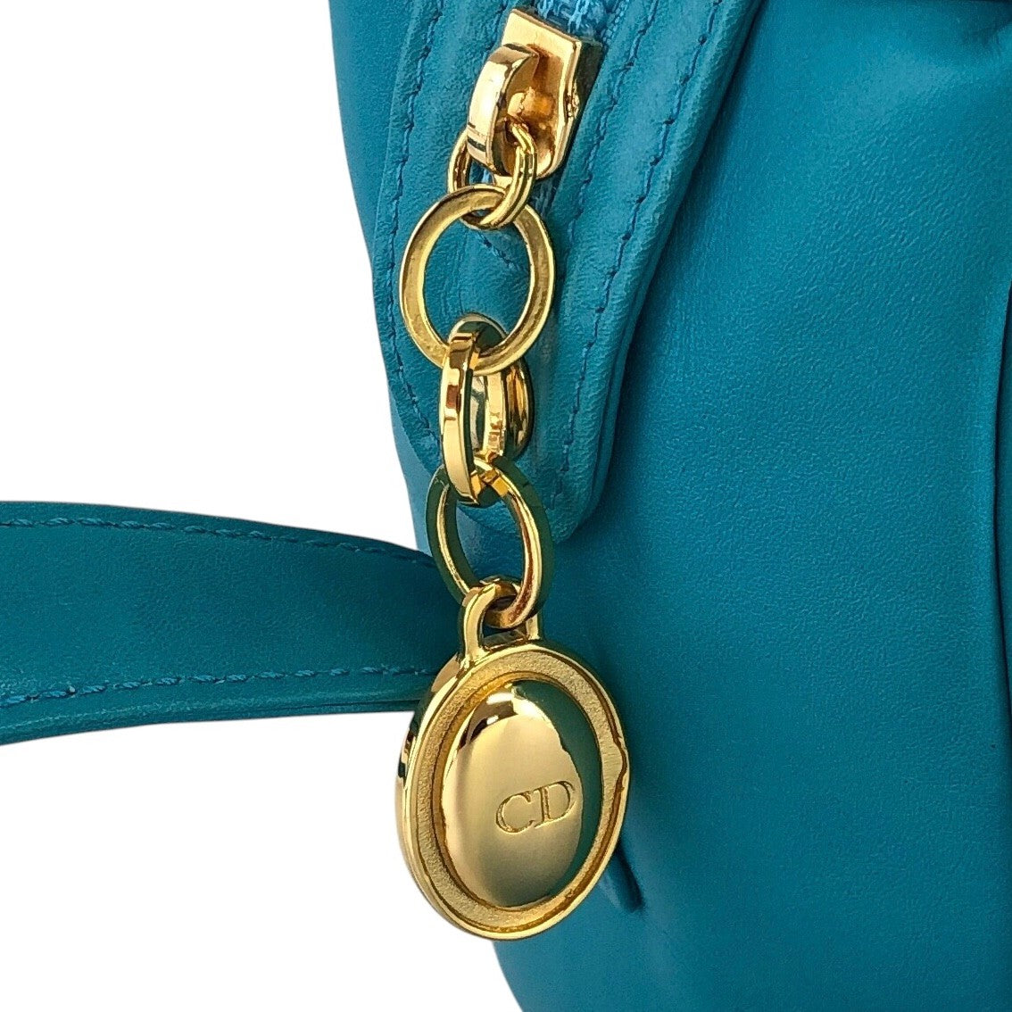 Christian Dior CD Logo Charm Crossbody Shoulder bag Blue Vintage faf6r2