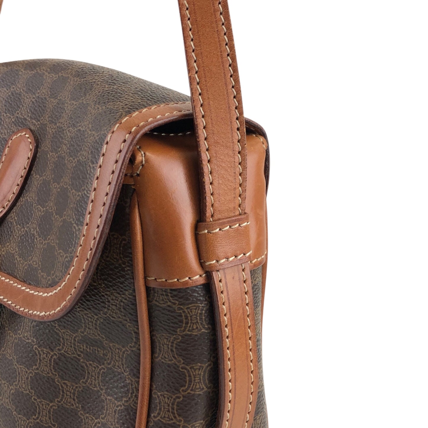 CELINE Macadam Horse Bit Shoulder bag Brown Vintage vxdzgh