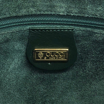 GUCCI Logo Embossed Shoulder bag Green Vintage 2i4yzf