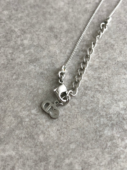Christian Dior Logo Motif Necklace Silver Vintage niwwkc