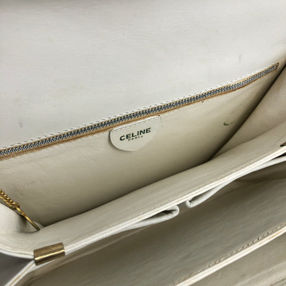 CELINE Horse Bit Leather Crossbody Shoulder bag White Vintage tkdtk2