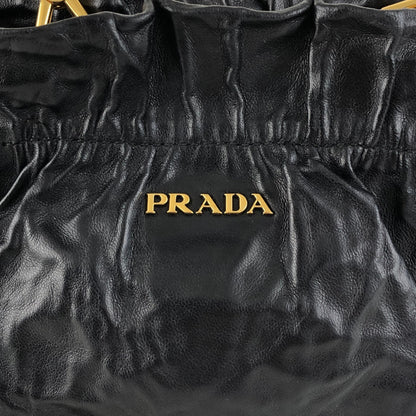 PRADA Logo Drawstring Shoulder bag Black Vintage 4zjm5c