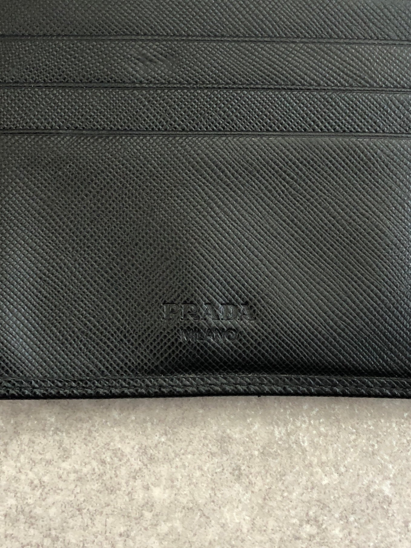 PRADA Triangle Logo Folded Wallet Black Vintage kng86t