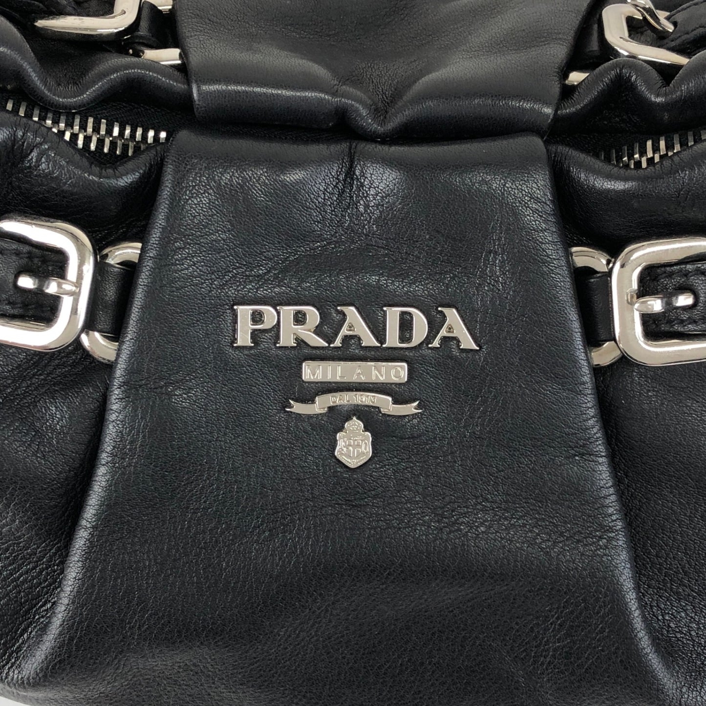 PRADA Logo Shoulder bag Black Vintage en8d2i