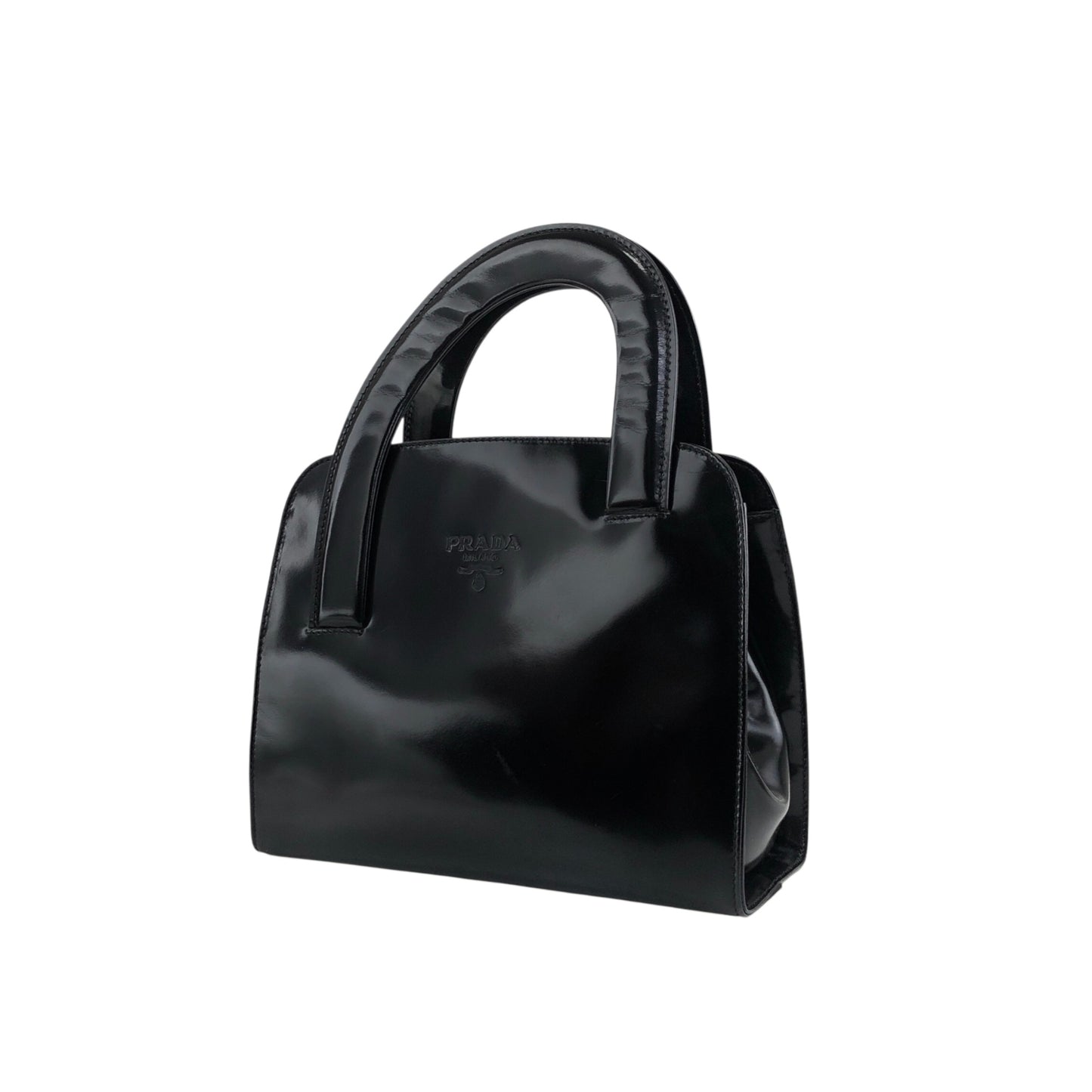 PRADA Logo Small Handbag Black Vintage snjxtd