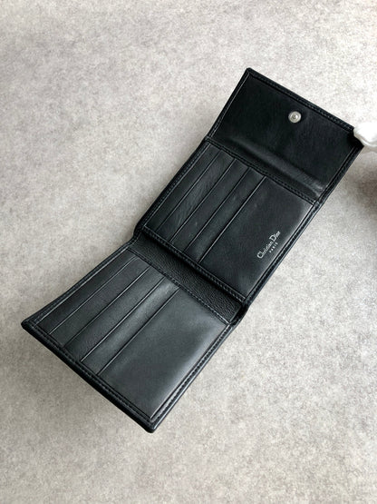 Christian Dior Cannage Folded Wallet Black Vintage 7hrhuv