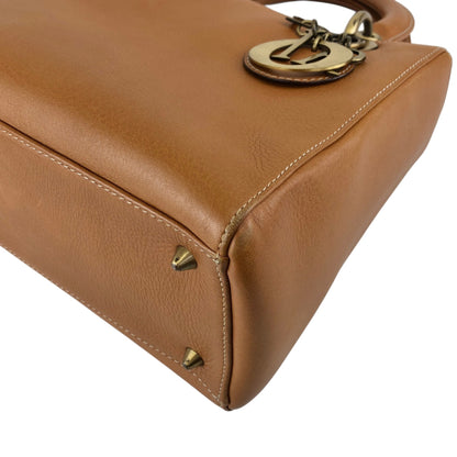 Christian Dior Lady Dior Charm Handbag Brown Vintage 5f6z3d