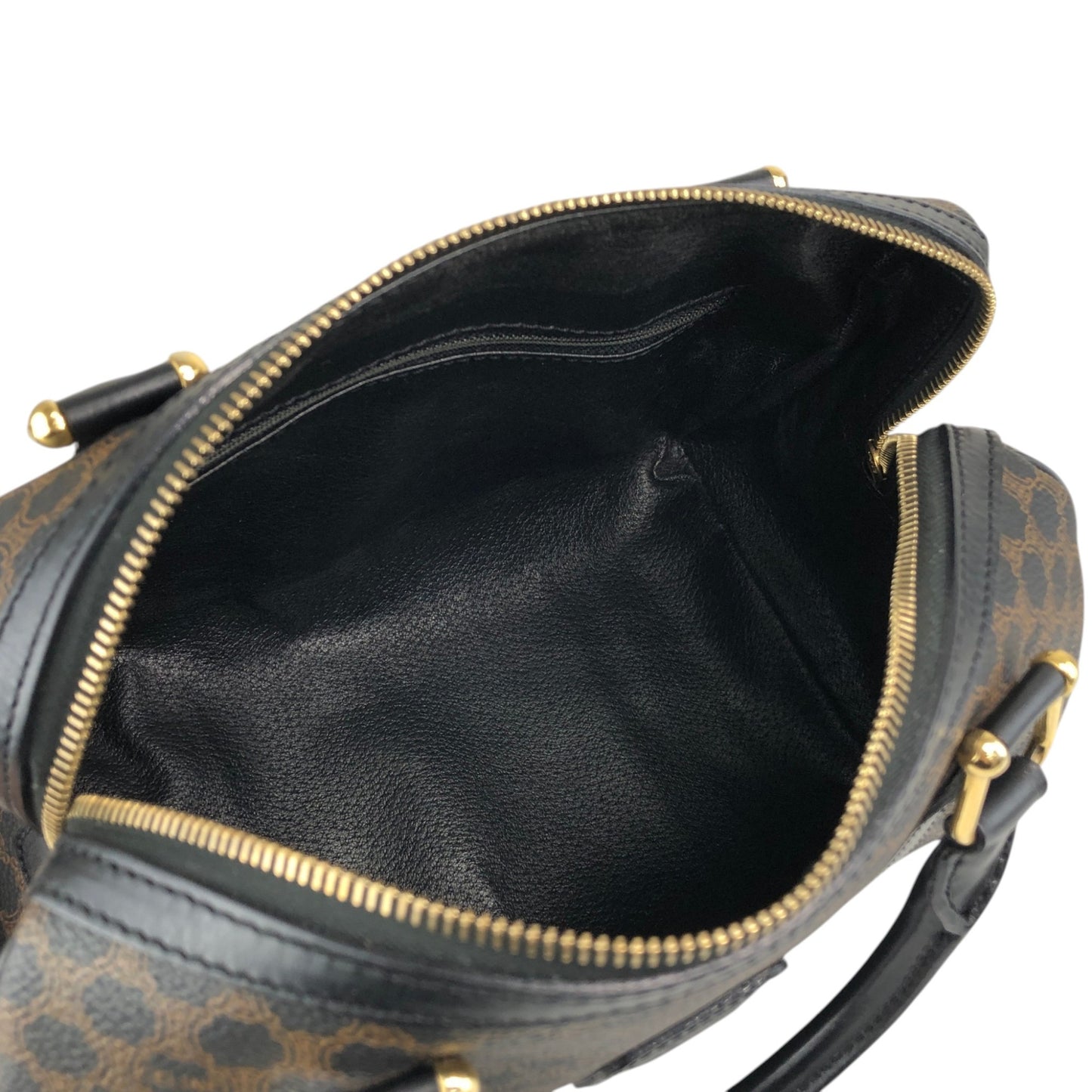 CELINE Macadam Blason Small Boston bag Handbag Black Vintage 5whgfy