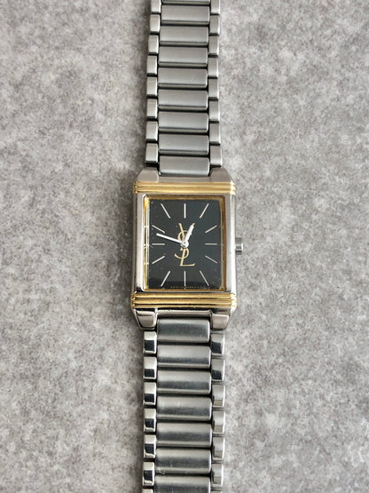 Yves Saint Laurent YSL Logo Quartz Watch Silver 5421-Ｈ04732Y Vintage x746s6