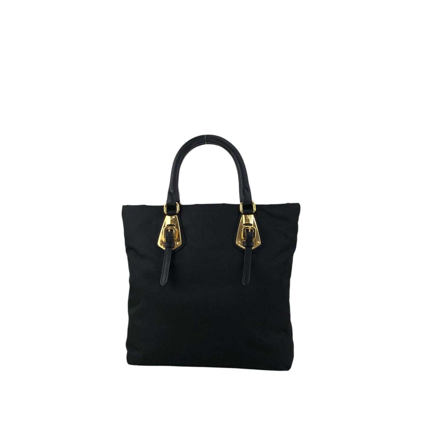 PRADA Logo Front Buckle Handbag Black Vintage rm4ygr