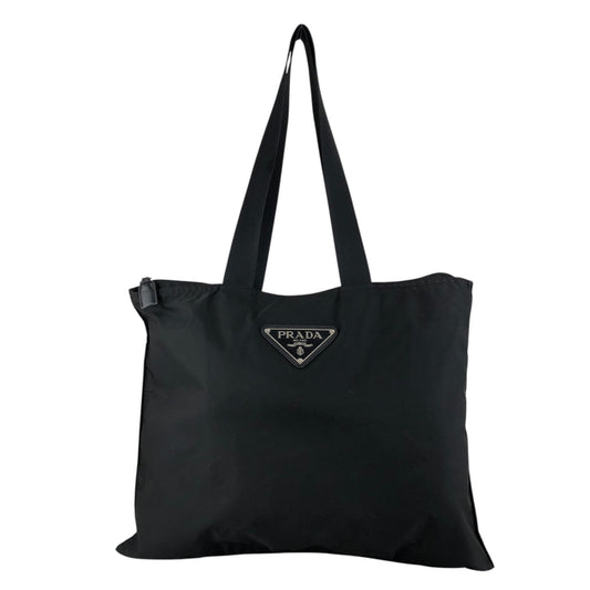 PRADA Tessuto Triangle Logo Handbag Totebag Black Vintage 6e4zku