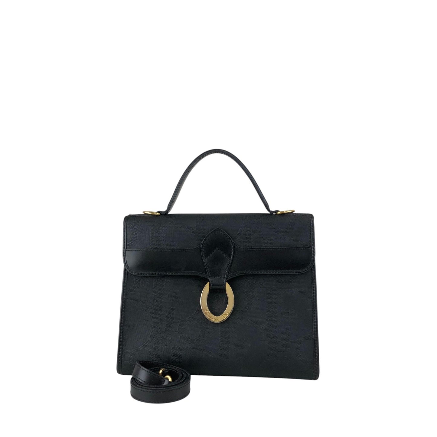 Christian Dior Trotter Logo Two-way Handbag Shoulder bag Black Vintage x7s3ai