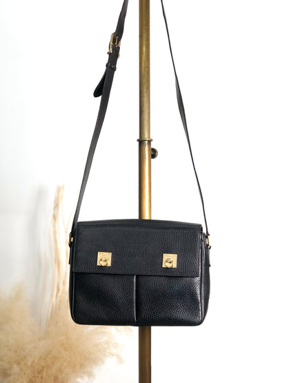 CELINE Gancini Shoulder bag Black Vintage s3twv4