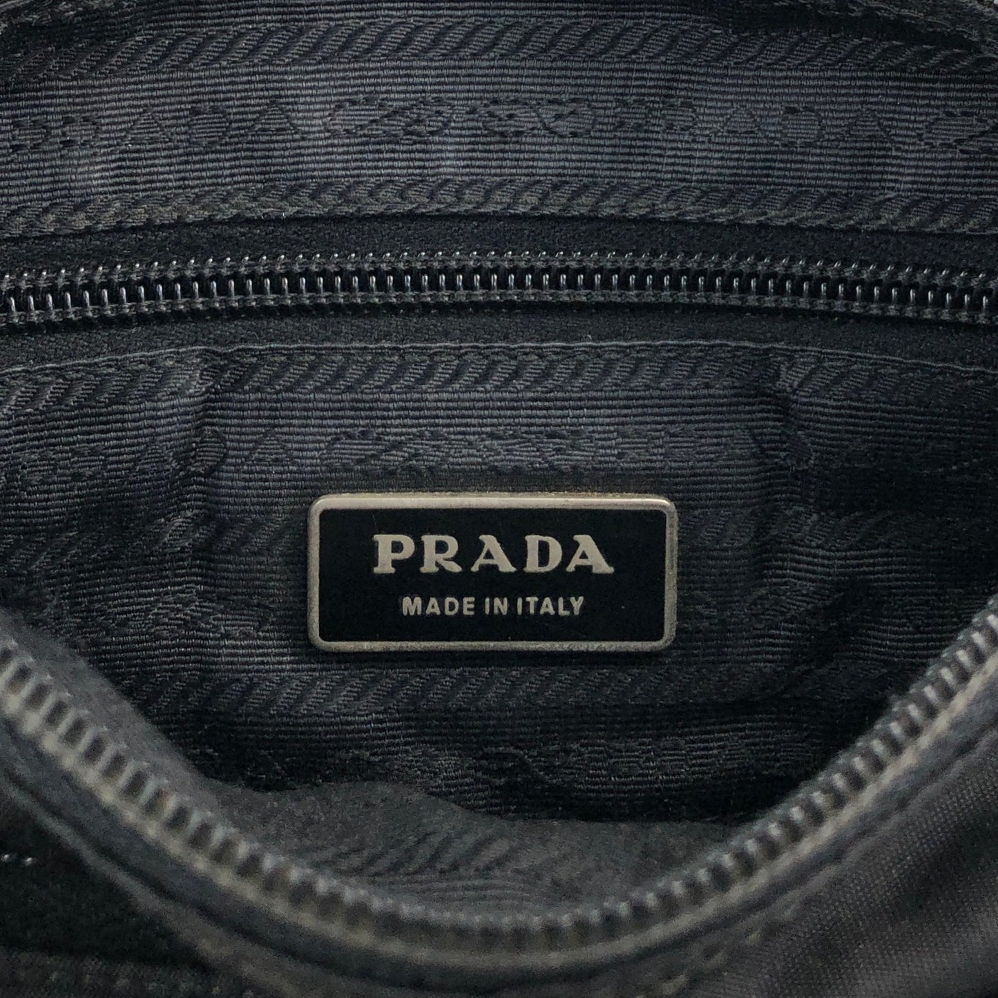 PRADA Tessuto Triangle Logo Front Buckle Side Pocket Shoulder bag Black Vintage 75anhg