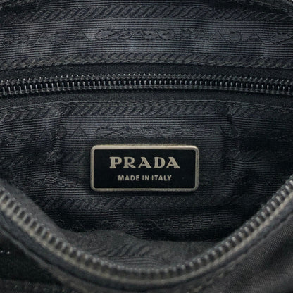 PRADA Tessuto Triangle Logo Front Buckle Side Pocket Shoulder bag Black Vintage 75anhg
