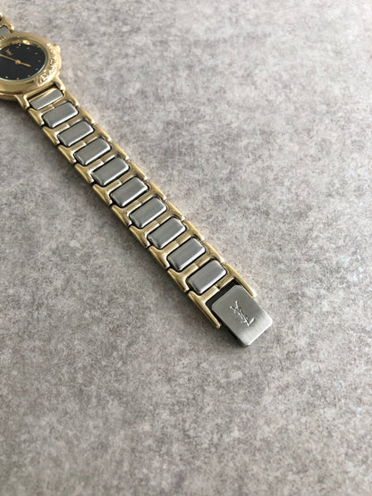 Yves Saint Laurent YSL Logo Quartz Watch Silver×Gold 2200-229789Y Vintage sngzzf