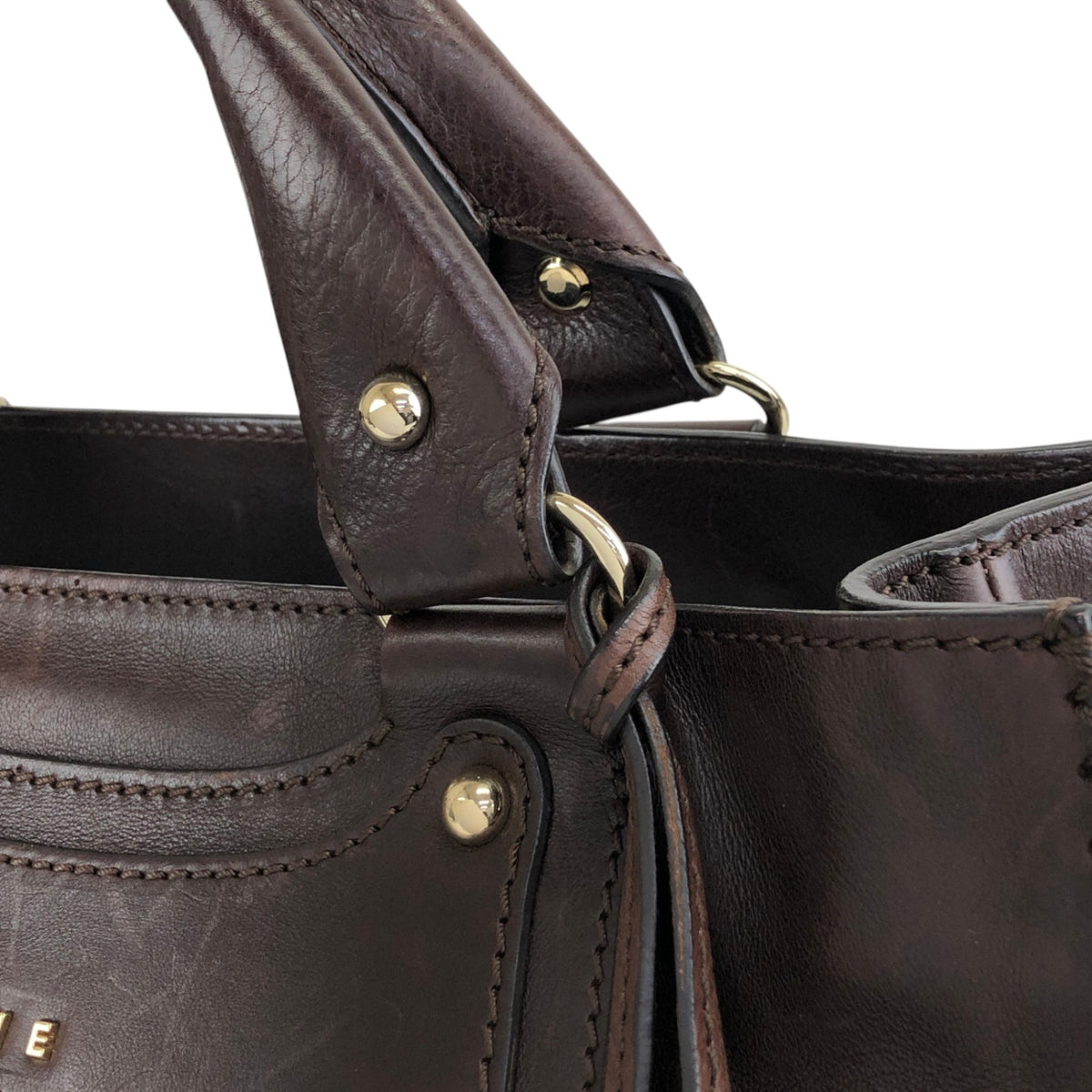 CELINE Horse Carriage Handbag Brown Vintage xsytb4
