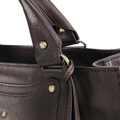 CELINE Horse Carriage Handbag Brown Vintage xsytb4