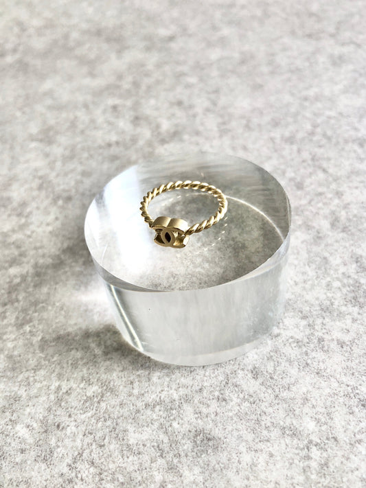 CHANEL Coco Mark Ring Gold Vintage i25hvh