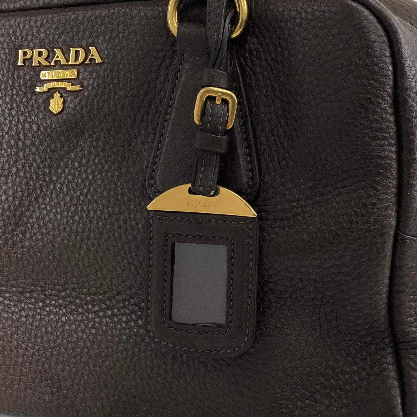 PRADA Logo Handbag Shoulder bag Brown Vintage wddeyg