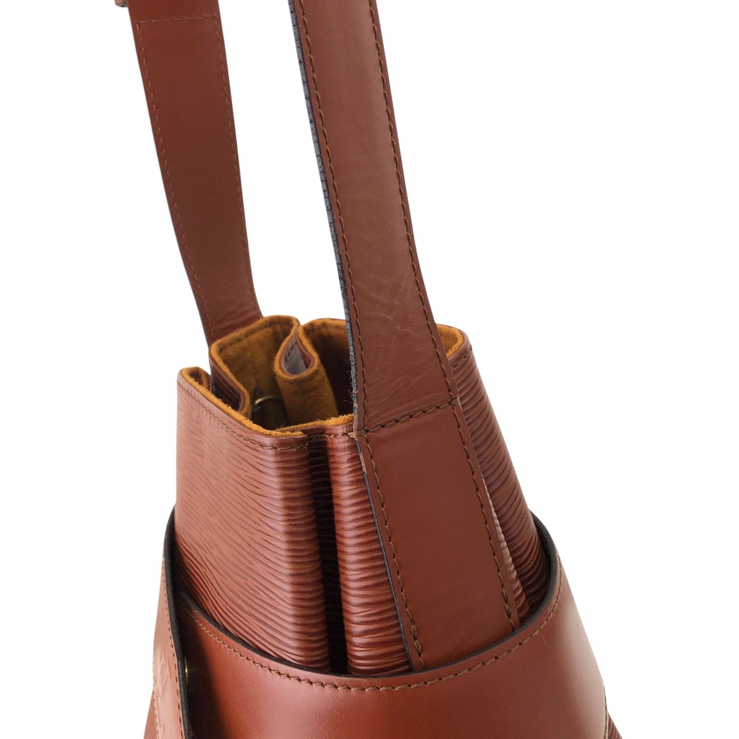 LOUIS VUITTON Epi Drawstring Shoulder bag Brown Vintage ij3uzs