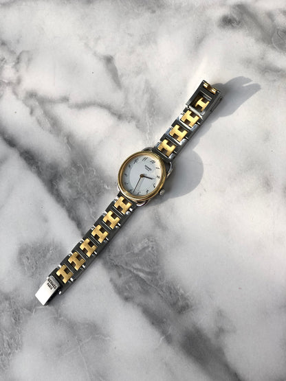 HERMES Arceau Steel Quartz Watch 784587 Silver Vintage 5v5ud6