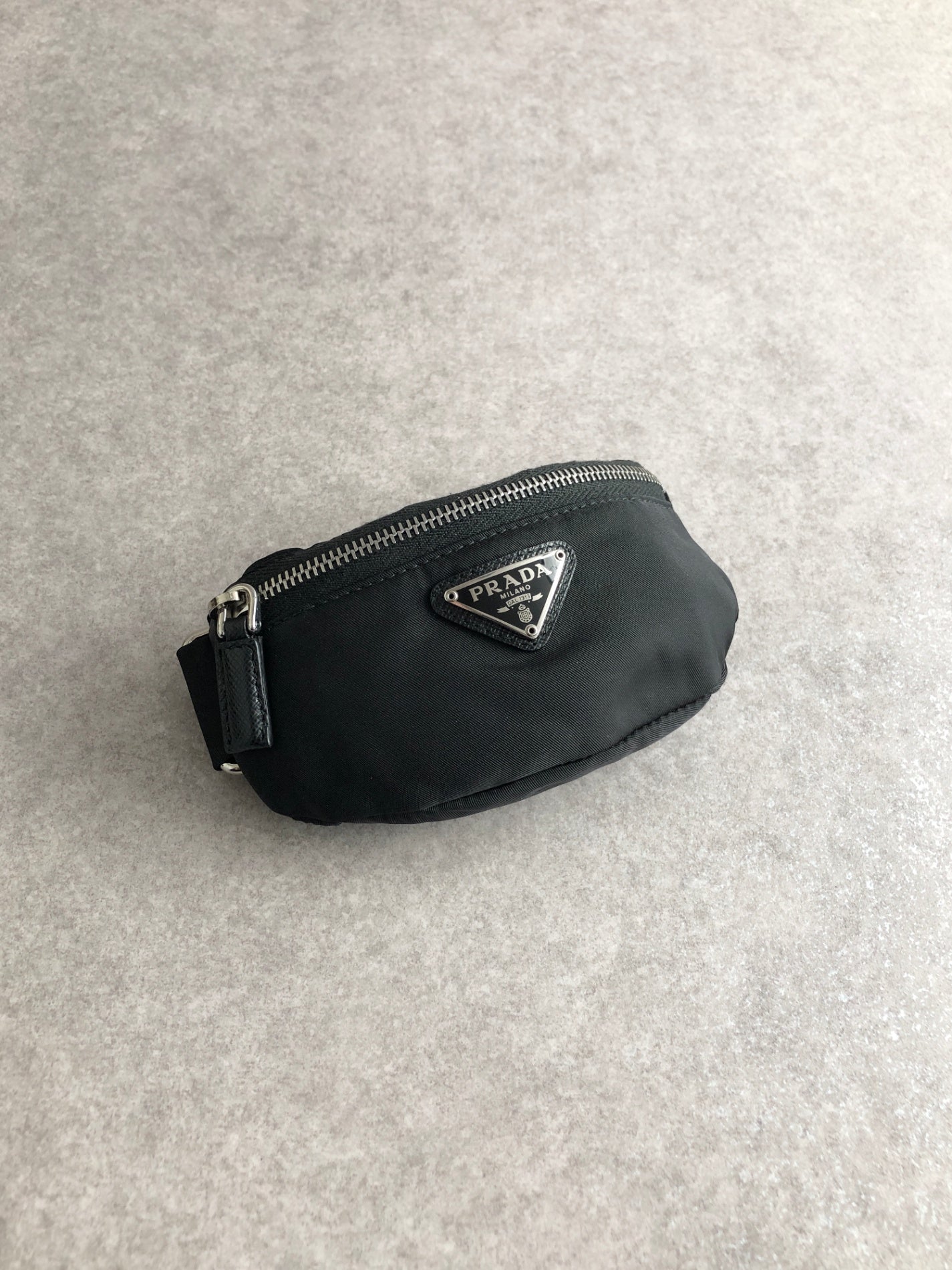 PRADA Tessuto Triangle Logo Handbag  Arm Pouch Black Vintage yhrpz7