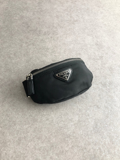 PRADA Tessuto Triangle Logo Handbag  Arm Pouch Black Vintage yhrpz7
