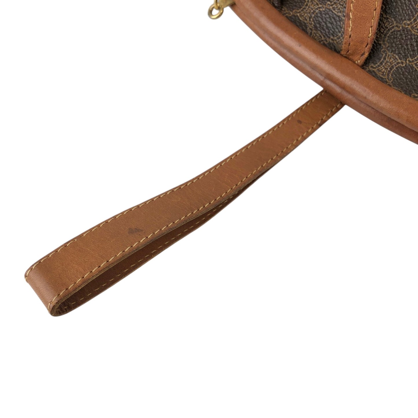 CELINE Macadam Metal Closure Chain Shoulder bag Brown Vintage tfpb4s