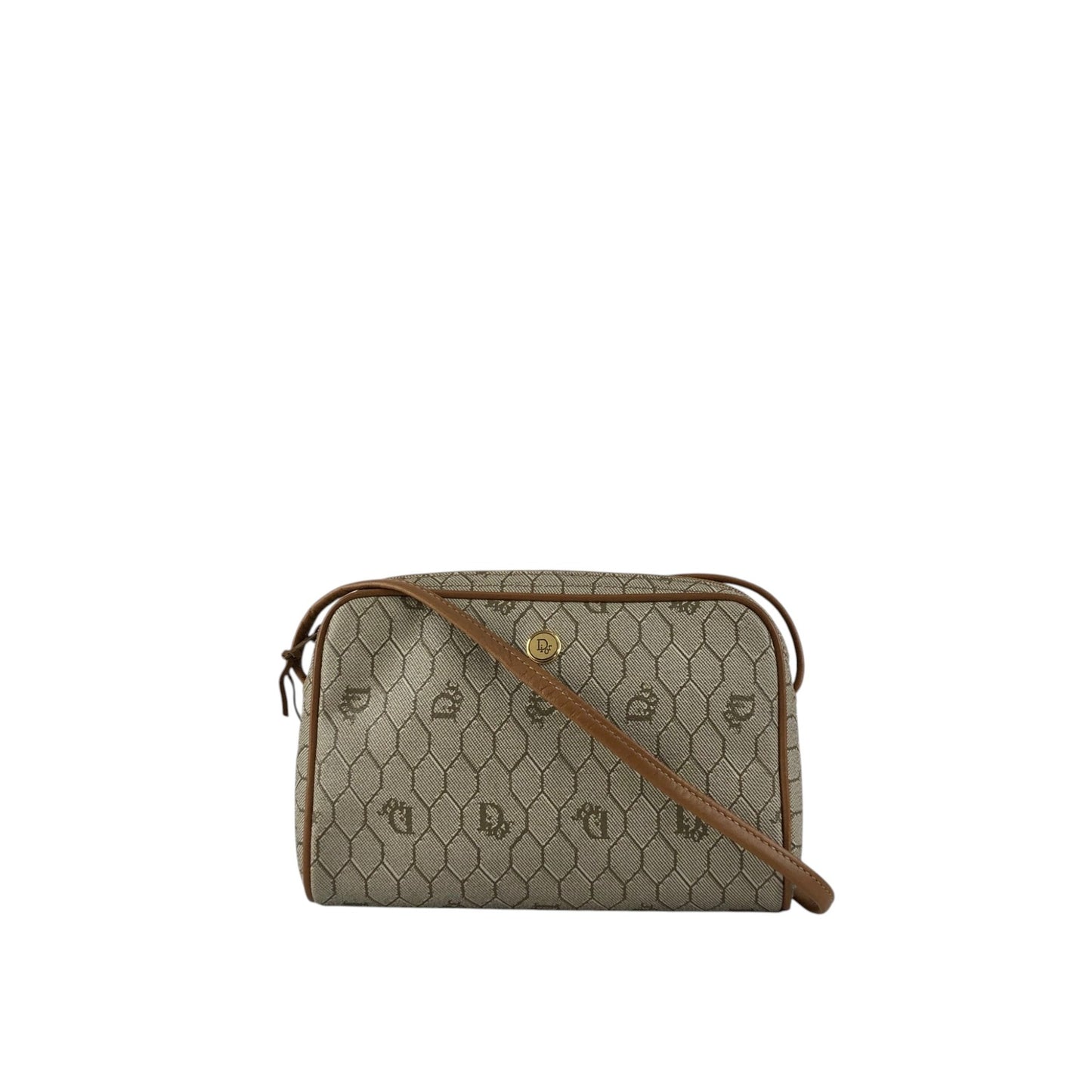 Christian Dior Small Honeycomb Pattern Logo Shoulder bag Beige Vintage ptj22k