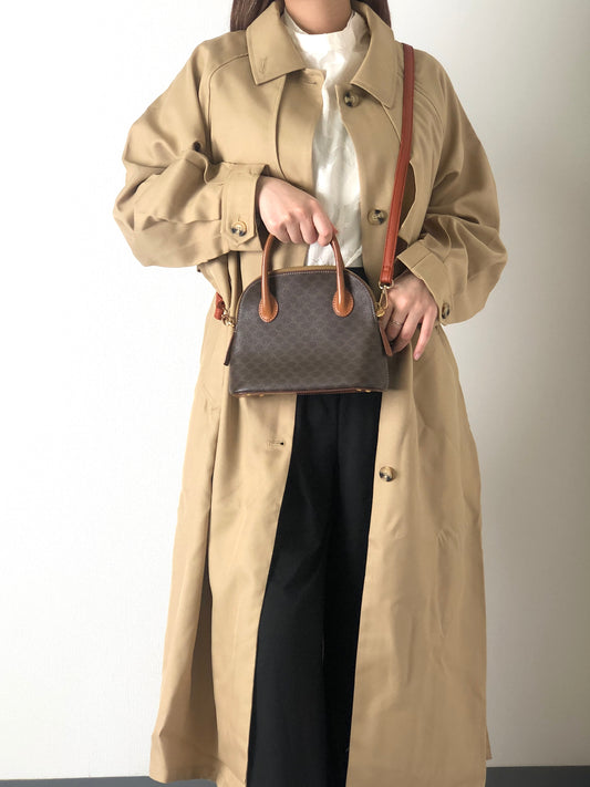 CELINE Macadam Two-way Handbag Shoulder bag Brown Vintage 6mtkif