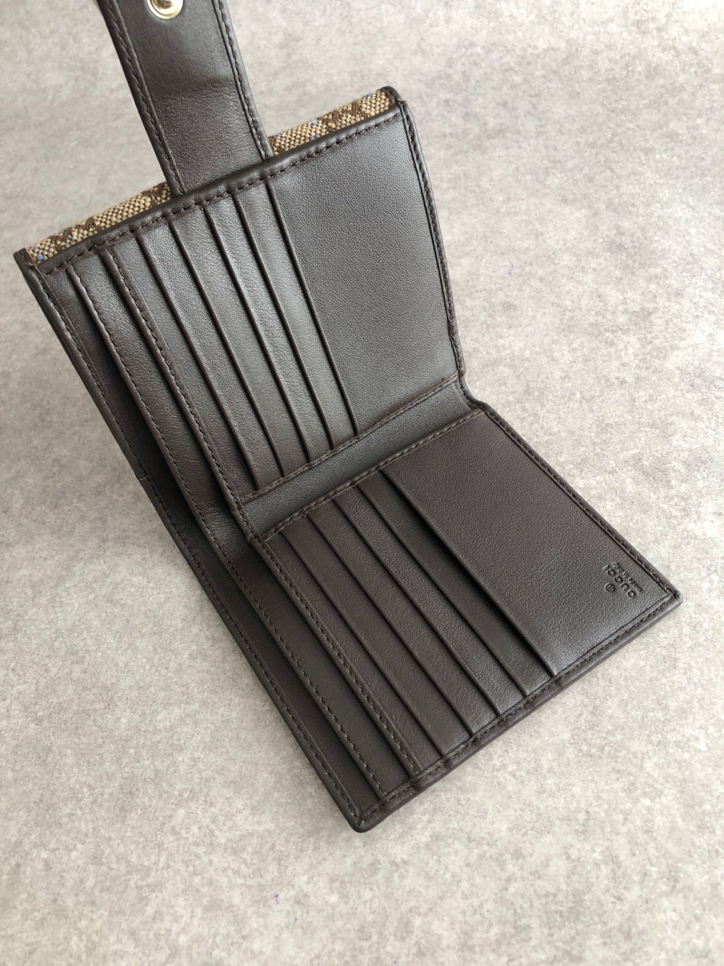 GUCCI GG Canvas Folded Wallet Beige Vintage phhryh