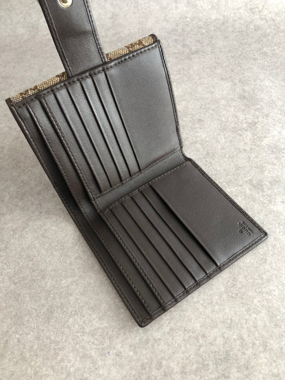 GUCCI GG Canvas Folded Wallet Beige Vintage phhryh