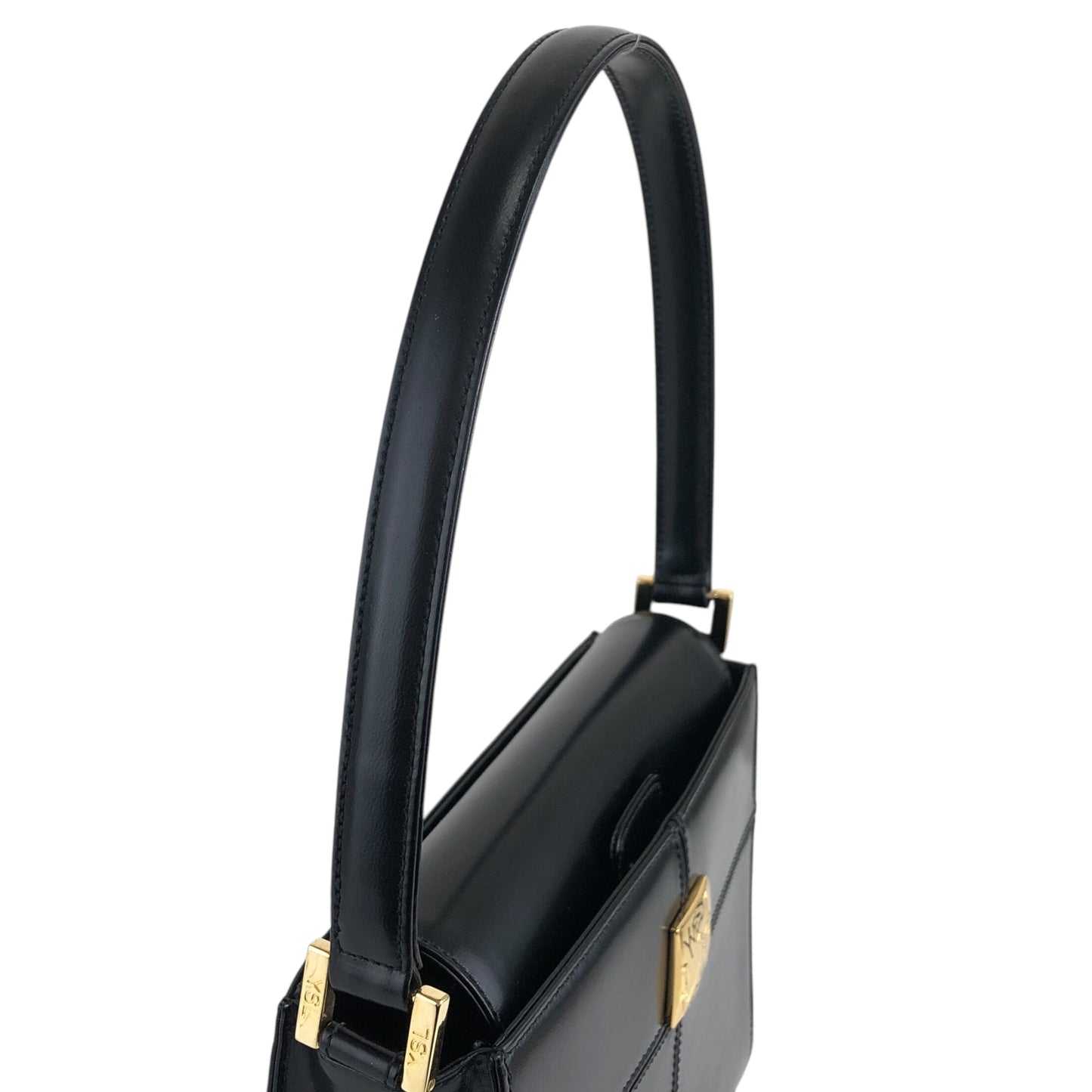 Yves Saint Laurent YSL Logo Handbag Black Vintage saezt8