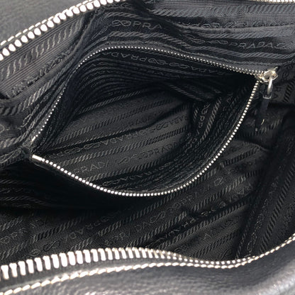 PRADA Logo Embossed Small Boston bag Handbag Black Vintage wuztbm