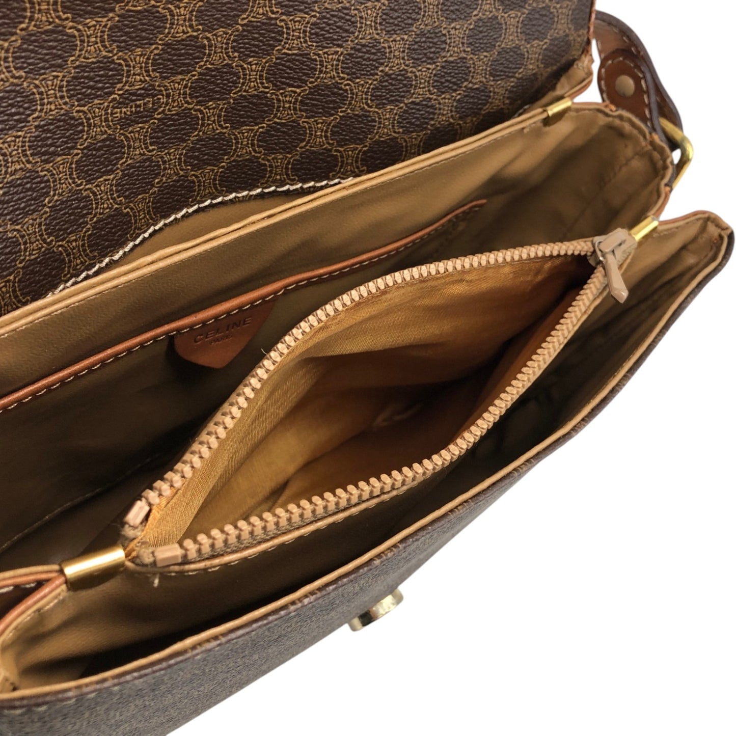 CELINE Macadam Horse Bit Shoulder bag Brown Vintage 3h7y8z