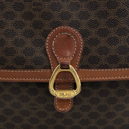 CELINE Macadam Horseshoe Shoulder bag Brown Vintage pep636