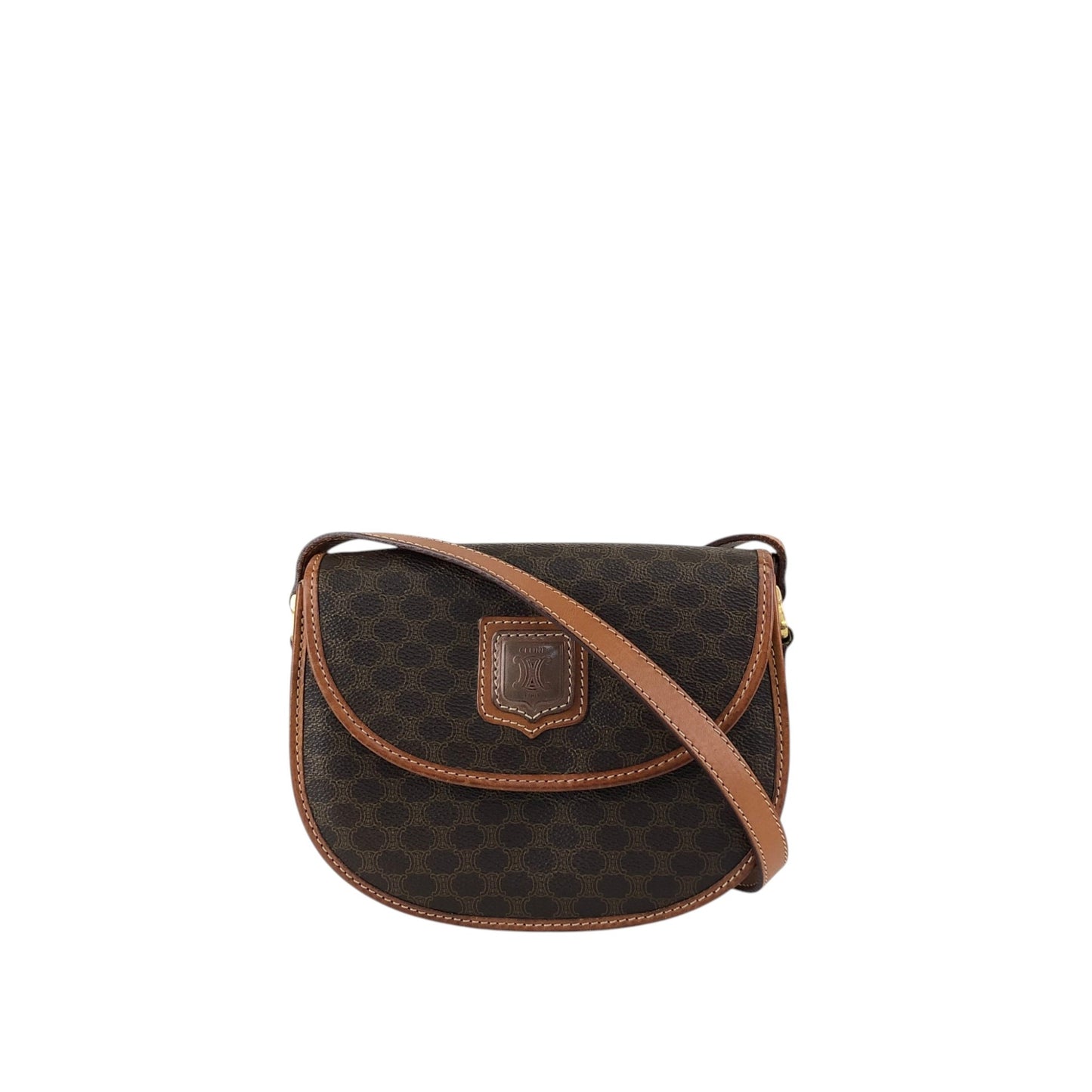 CELINE Macadam Blason Shoulder bag Brown Vintage ezwy2j